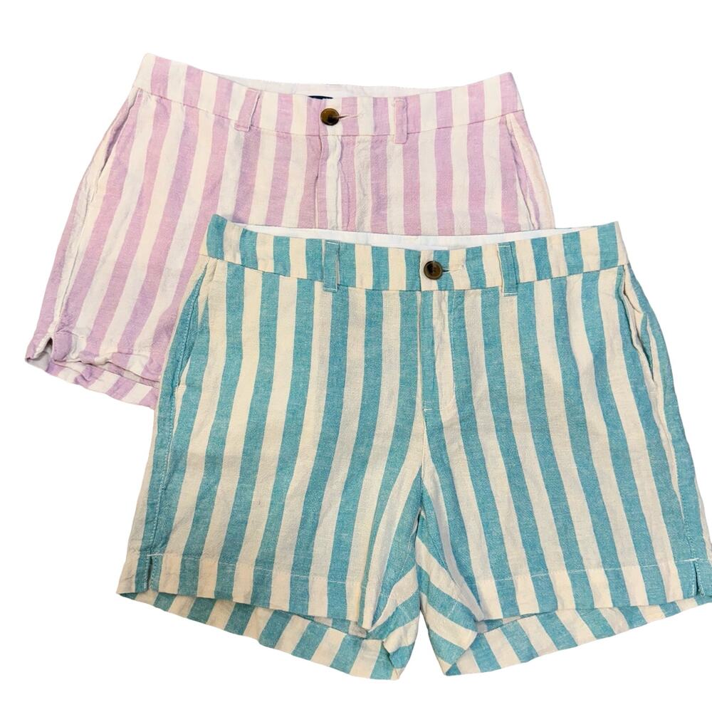 Bundle of 2 linen blend striped Old Navy Shorts Womens size 6 P2